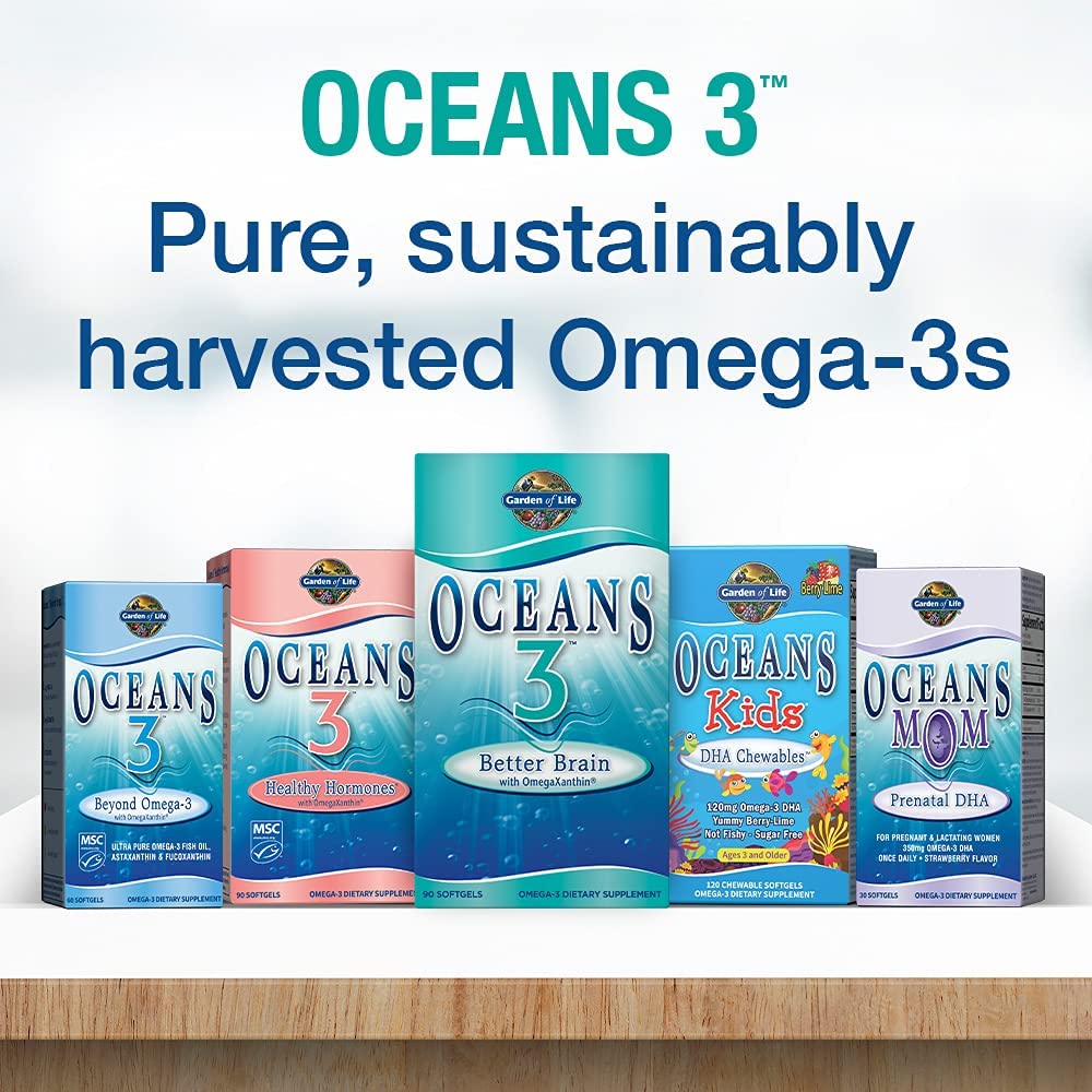 Garden of Life Fish Oil Omega 3 for Kids - Oceans Kids DHA Cod Liver Oil Chewable Softgels - Berry Lime, 120mg, EPA, Vitamin A, D3 - Sugar Free Fish Oil Supplement, Multi, 120 Count - Image 2