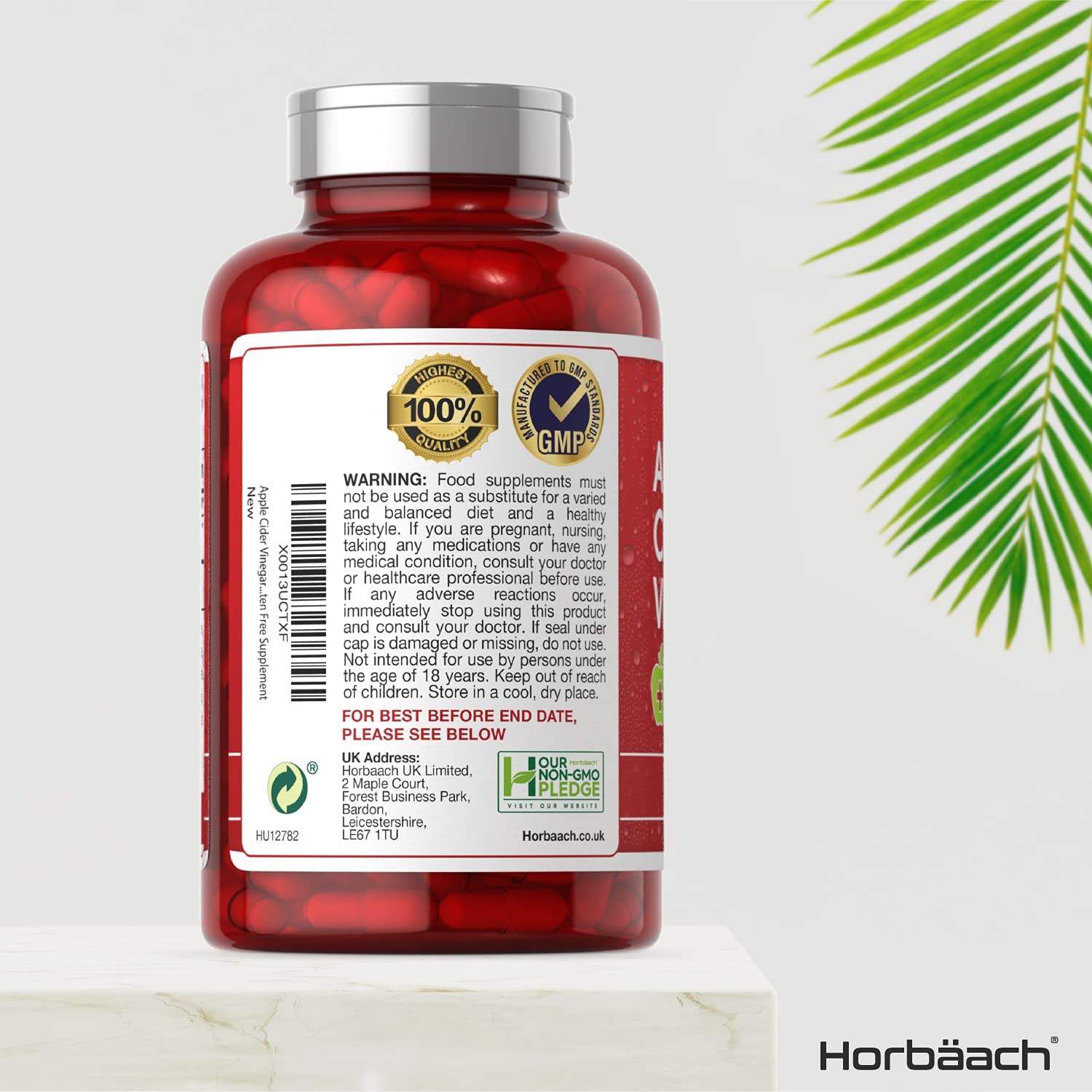 Horbaach Apple Cider Vinegar Capsules | 1800mg 180 Count | High Strength كبسولات خل التفاح | 1800 مجم | 180 قرص | غير معدلة وراثيًا، مكمل غذائي خالٍ من الغلوتين | من هورباتش - Image 4