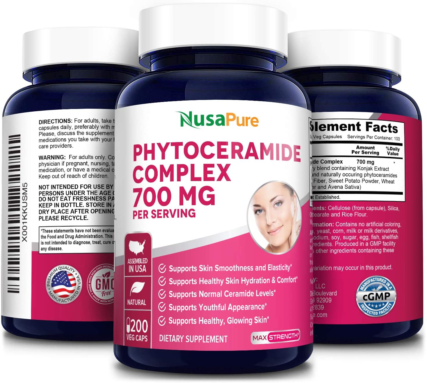 Nusapure Phytoceramides Complex 700mg 200 Veggie Capsules (Non-GMO) Powerful Skin Repair & Rejuvenation - All Natural Plant Derived Anti-Aging Powerhouse for Reduced Fine Lines & Wrinkles - Image 6