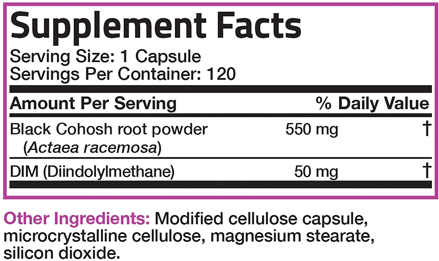 Bronson American Black Cohosh Plus DIM - 600 mg PMS | 120 Vegetarian Capsules - Image 8