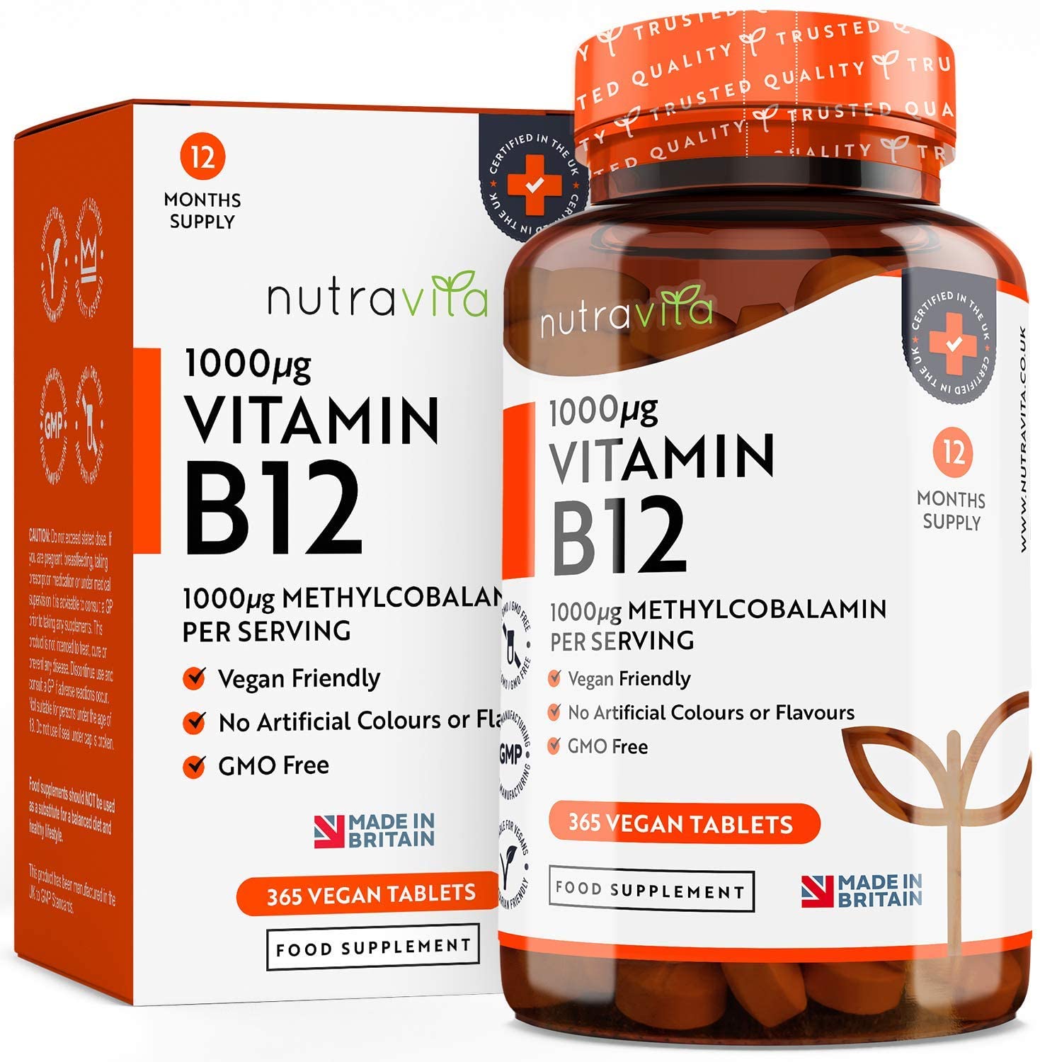 Nutravita Vitamin B12 (Methylcobalamin) 1000mcg - 365 Tablets فيتامين ب12، 1000 ميكروجرام ، 365 حباية