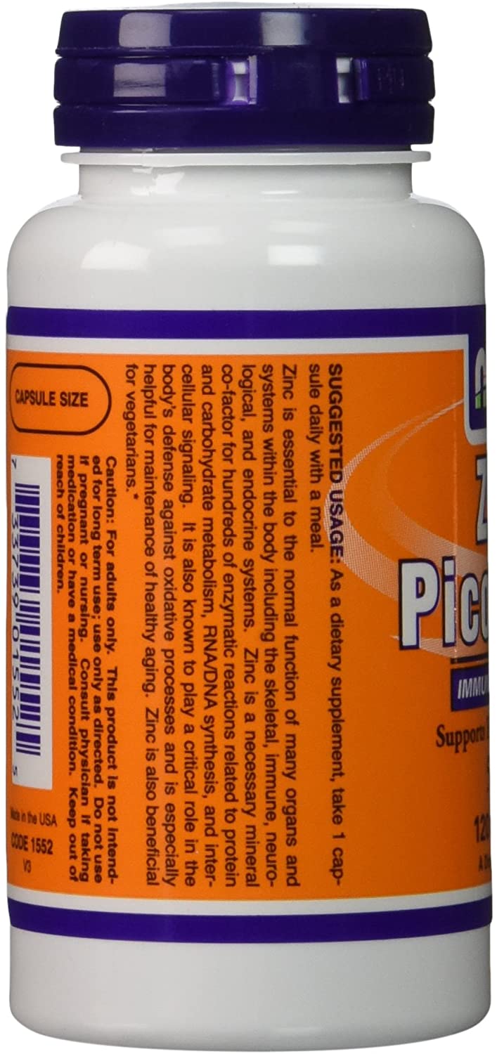 NOW Zinc Picolinate 50mg 120 Capsules ناو ، بيكولينات الزنك 50 مجم ، 120 كبسولة - Image 3
