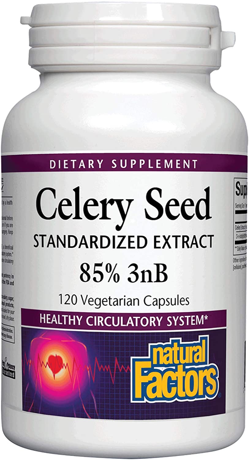 Natural Factor Celery Seed Extract , Herbal Supplement for a Healthy Circulatory System, 120 Capsules