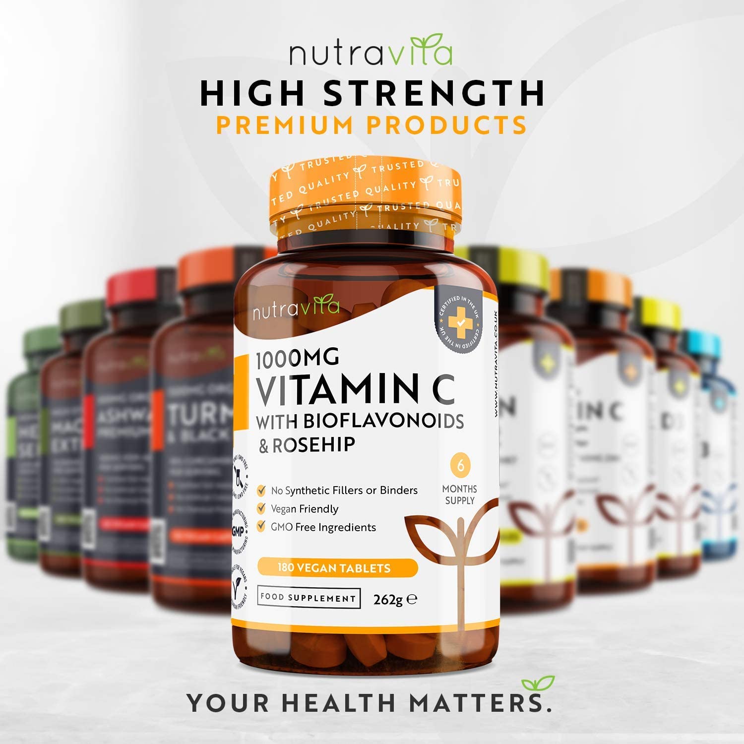 Nutravita Vitamin C 1000mg with Bioflavonoids and Rosehip - 180 Vegan Tablets نيوترافيتا ، فيتامين ج 1000 مجم ، مع البيوفلافونويد و ورد المسك ، 180 حباية نباتية - Image 7