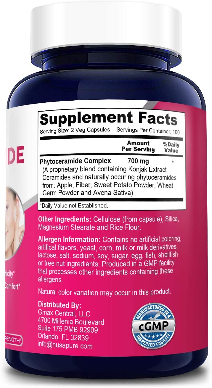 Nusapure Phytoceramides Complex 700mg 200 Veggie Capsules (Non-GMO) Powerful Skin Repair & Rejuvenation - All Natural Plant Derived Anti-Aging Powerhouse for Reduced Fine Lines & Wrinkles - Image 7