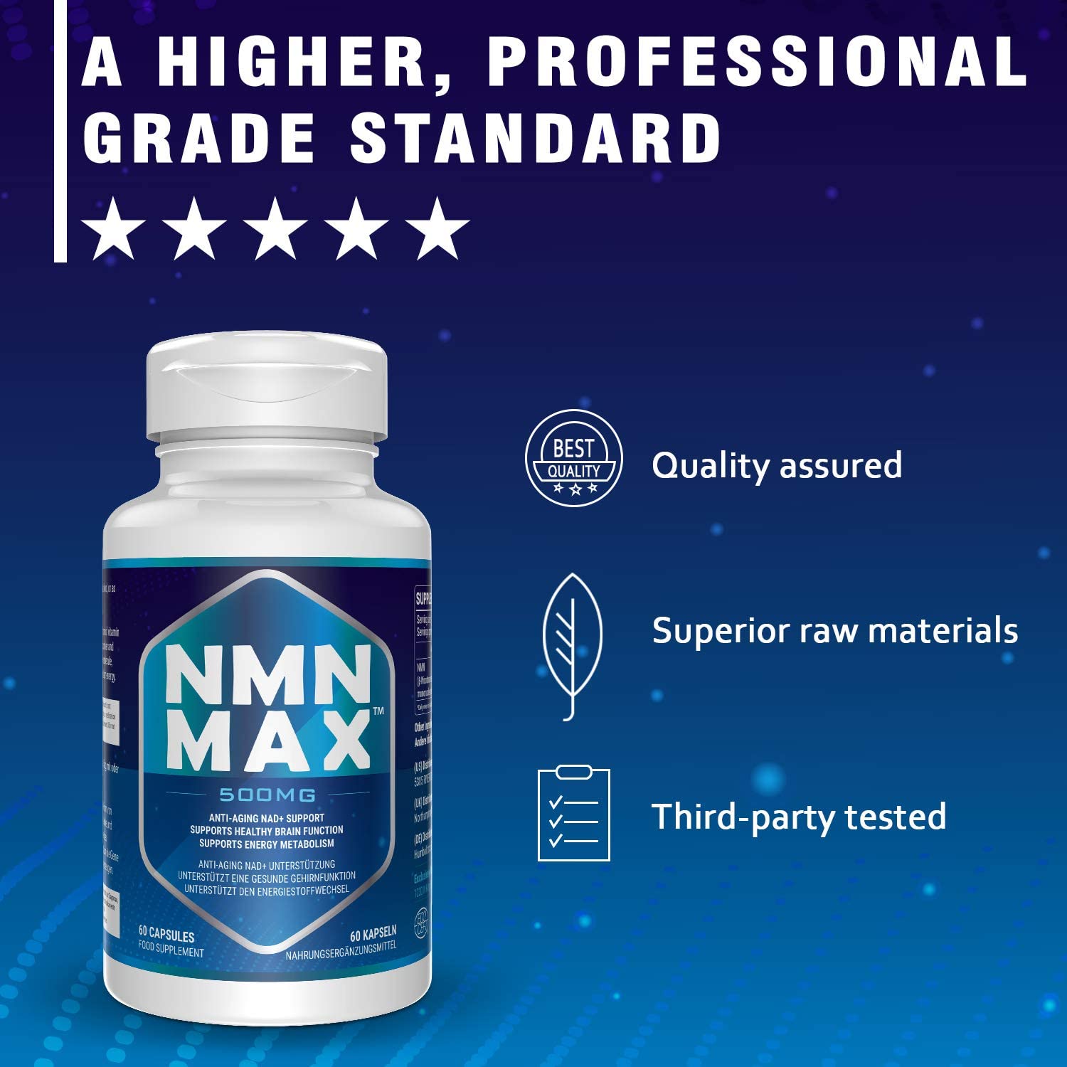 NMN 500mg Capsules, Nicotinamide Mononucleotide Anti Aging Supplements to Support Longevity and Cellular Energy for Men & Women(60 Count, Pack of 1)NMNتركيزه 500مجم للكبسولة مضاد للشيخوخة ولدعم الطول العمر والطاقة الخلويه 60 كبسولة - Image 6