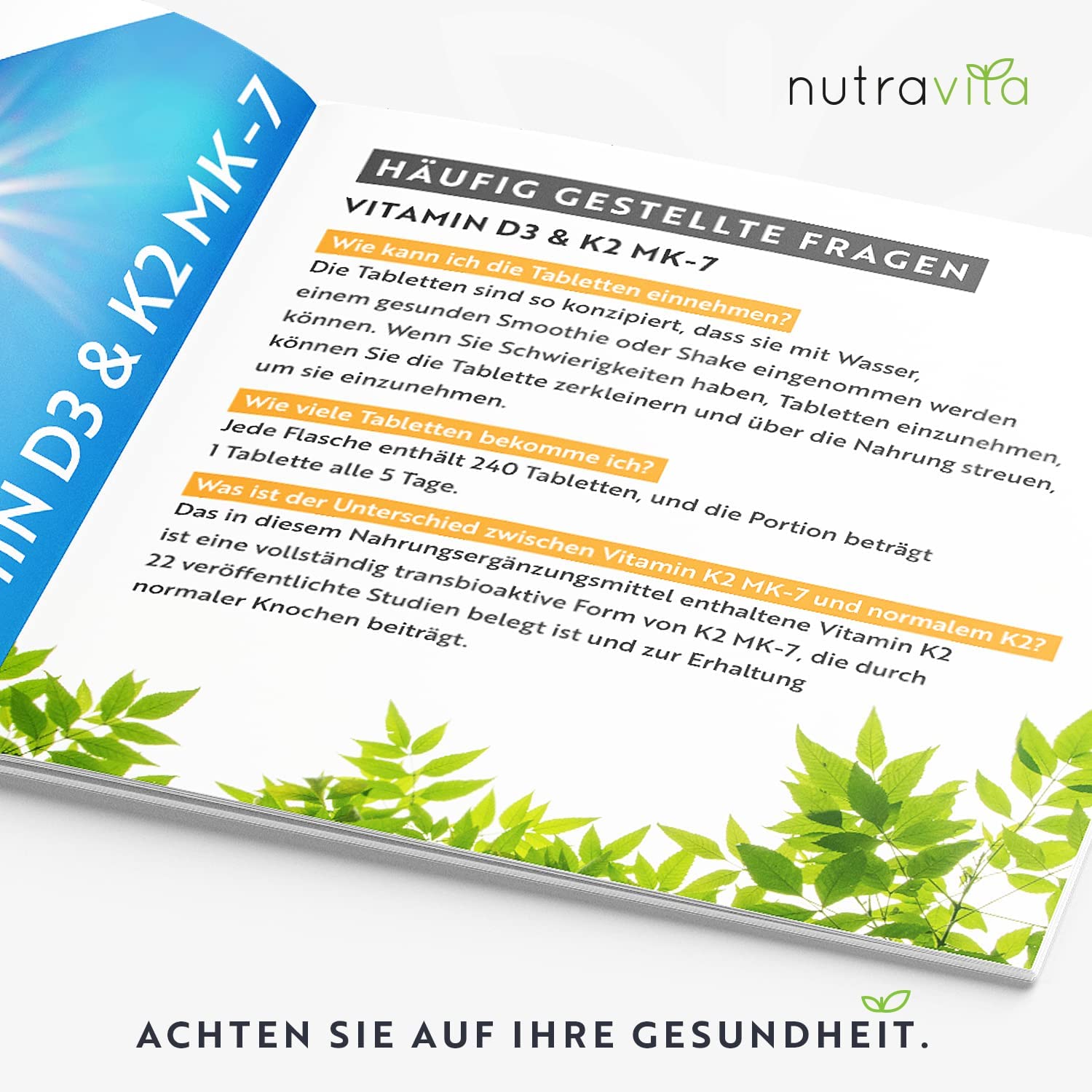 Nutravita Vitamin D3 & K2 – Bone, Heart & Immune Support – 240 Tablets - Image 9