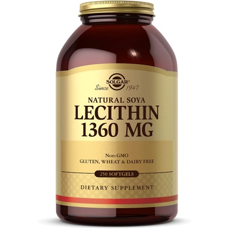 Solgar Lecithin 1360mg, Supports Overall Health - Natural Soya Lecithin - Source of Choline & Essential Fat Linoleic Acid- 250 Softgels سولجار الليسيثين من الصويا الطبيعية 1360 مجم ، لتحسين الصحة العامة للجسم و مصدر طبيعى للكولين وحمض اللينوليك _ 250 سوفت جيل
