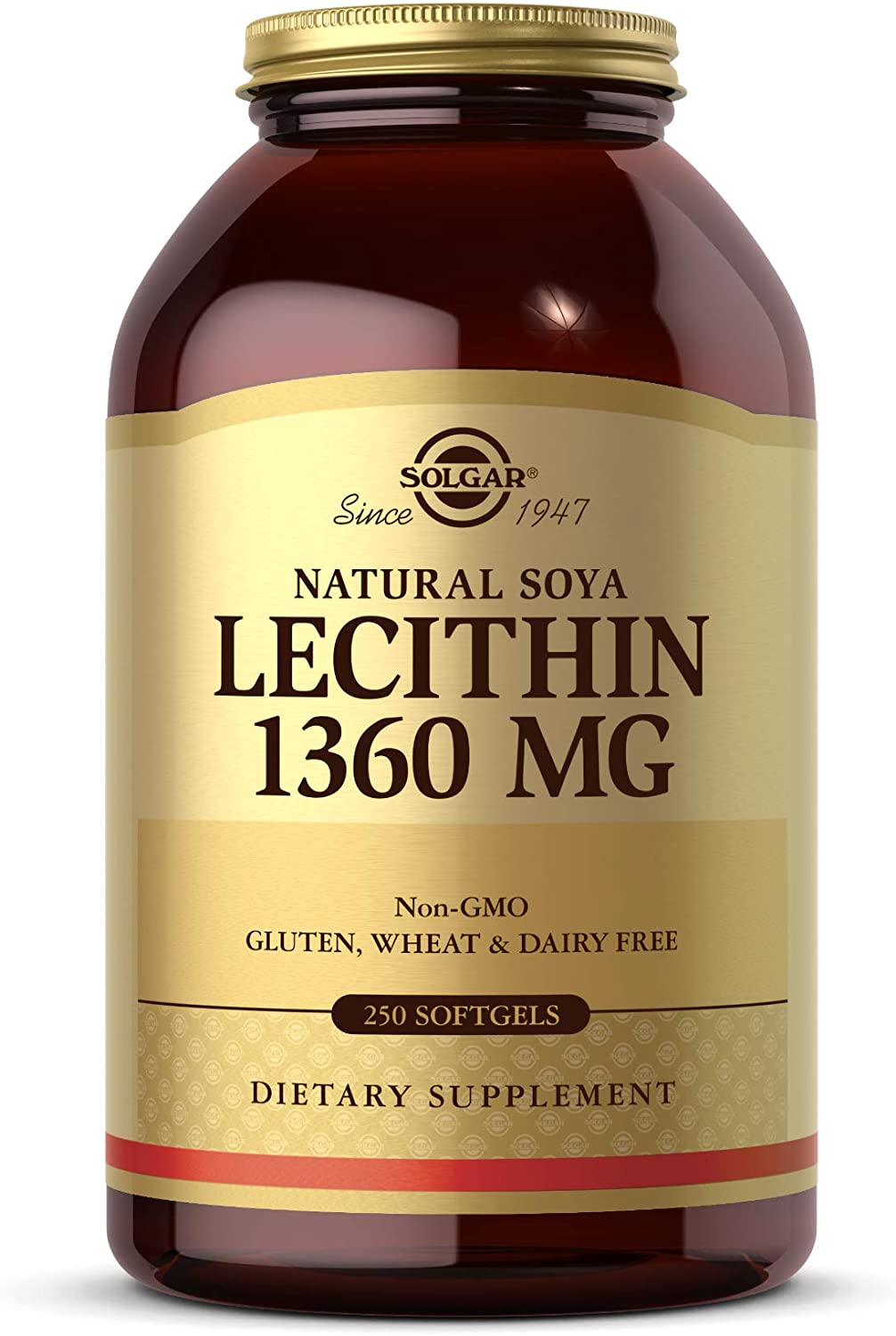 Solgar Lecithin 1360mg, Supports Overall Health - Natural Soya Lecithin - Source of Choline & Essential Fat Linoleic Acid- 250 Softgels سولجار الليسيثين من الصويا الطبيعية 1360 مجم ، لتحسين الصحة العامة للجسم و مصدر طبيعى للكولين وحمض اللينوليك _ 250 سوفت جيل