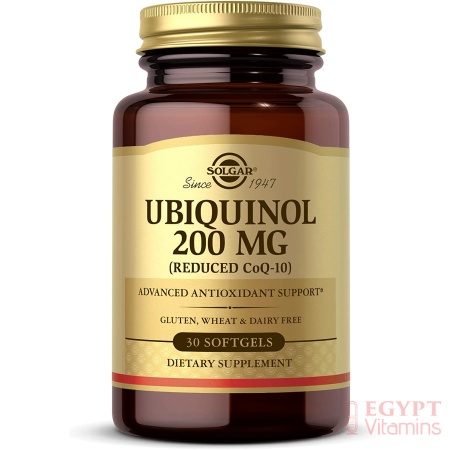 Solgar Ubiquinol 200mg, Promotes Heart and Brain Function - Supports Healthy Aging, 30 Softgels سولجار يوبيكوينول 200 مجم للكبسولة لتعزيز وظائف القلب والمخ ولصحة الشيخوخة 30 سوفت جيل