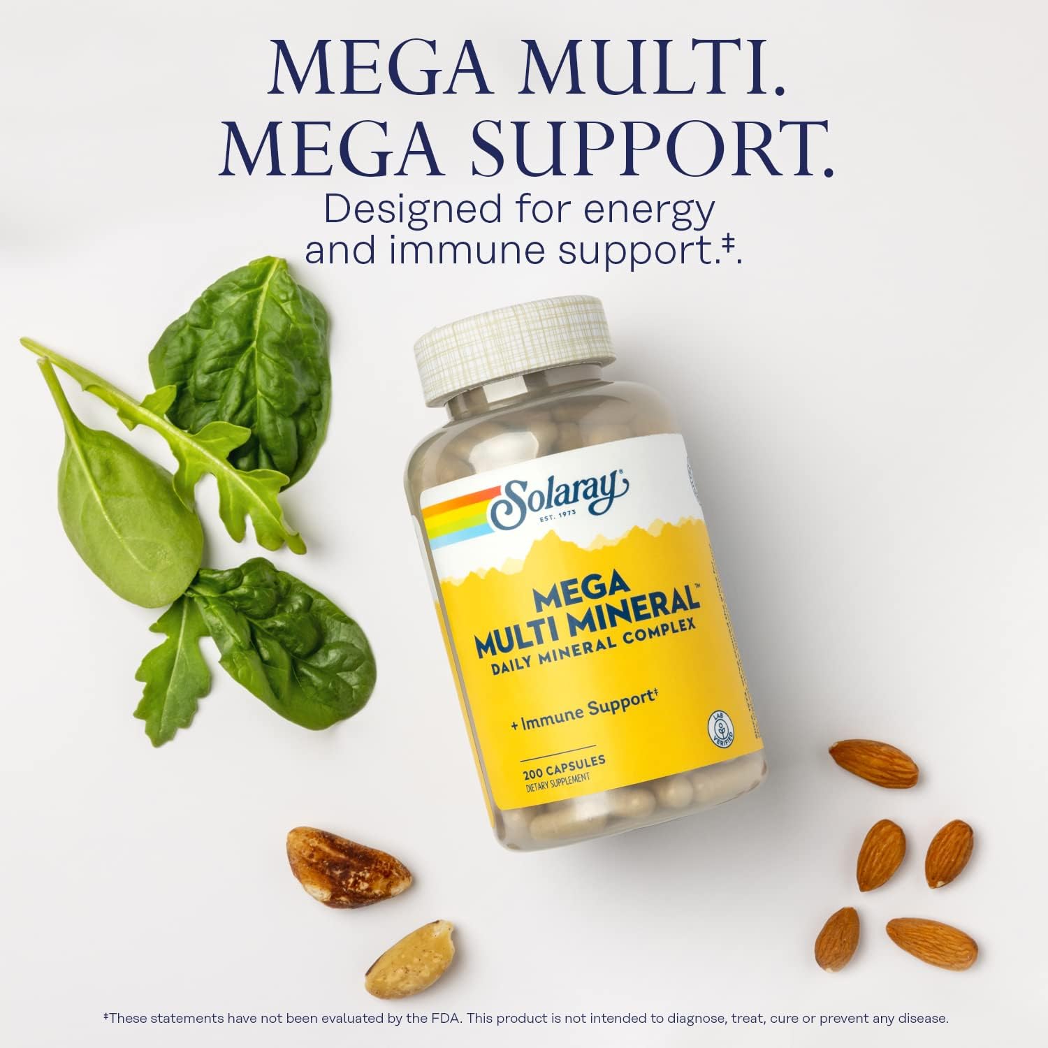 Solaray Mega Multi Mineral, Daily Mineral Complex with Calcium, Iron, Magnesium, Zinc, and More in Highly Absorbable Chelated Forms, Overall Health and Immune Support, 200 Capsulesخليط المعادن عالى الامتصاص يحتوى على مجموعة من العناصر والمعادن الاساسية الهامة لدعم الوظائف الحيوية ولدعم المناعة،200 كبسولة - Image 6