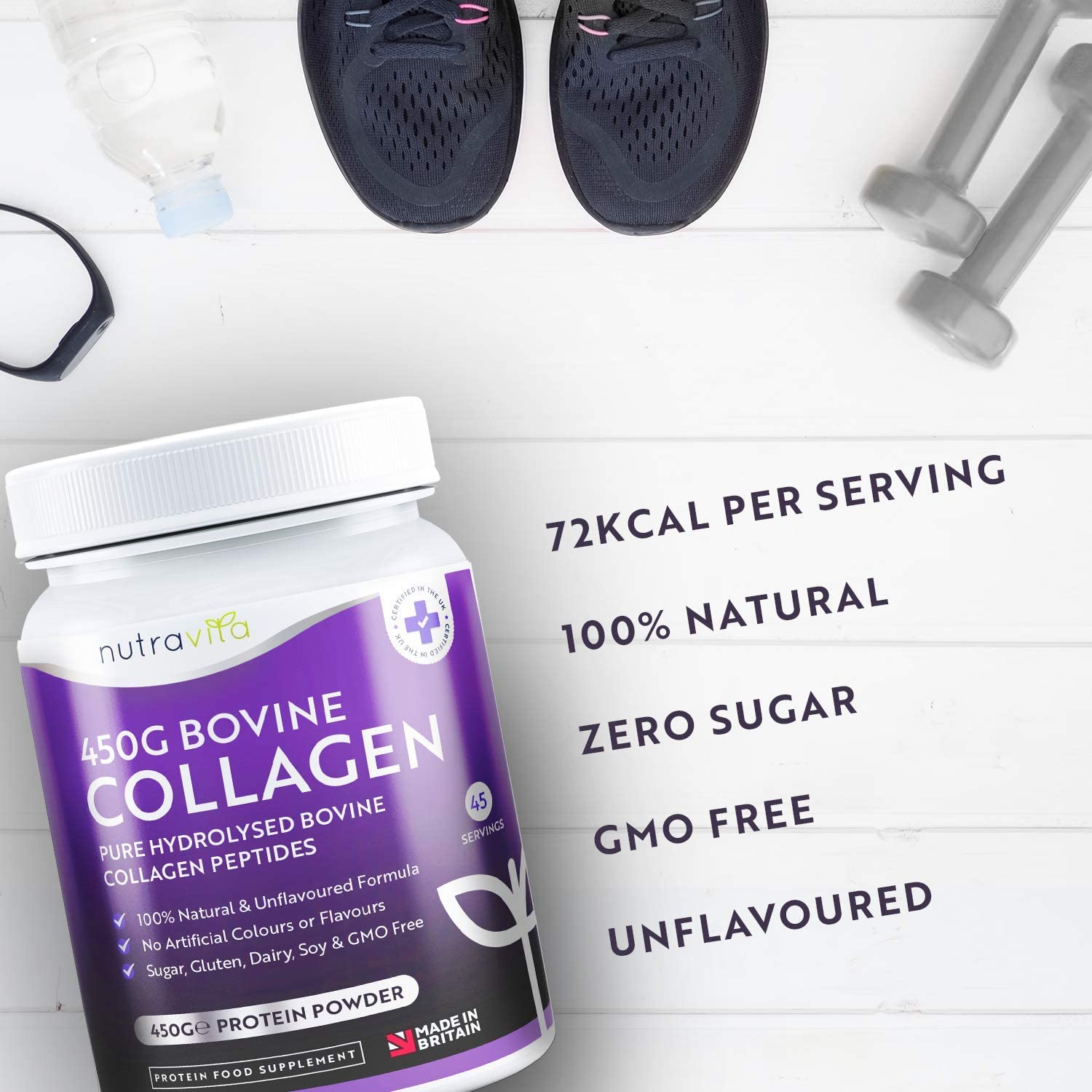 Nutravita Collagen Peptides Protein Powder - 450g of Superior Grass-Fed Bovine Protein Powder - 100% Natural Collagen نيوترافيتا ، كولاجين بقرى ، 450 جرام من مسحوق البروتين البقرى ، كولاجين طبيعى0 - Image 5