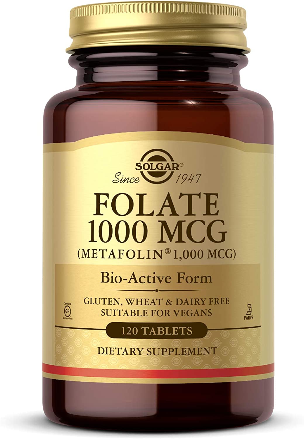 Solgar Folate 1000 mcg, 1000 mcg Bio-active Metafolin - Heart Health -120 Tablets سولجار فولات 1000 ميكروجرام ، ميتافولين النشط بيولوجيا ، لصحة القلب ، 120حباية