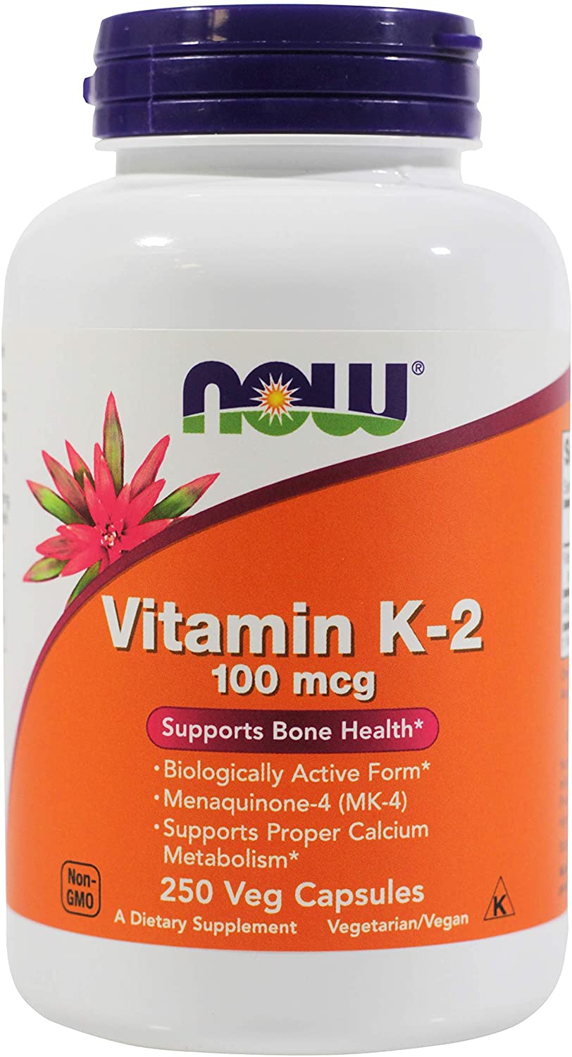 Now Vitamin K-2 100 mcg,250 Veg Capsules ناو فيتامين ك2 100 ميكروجرام للكبسولة ،لصحة العظام والجهاز الدورى ، 250 كبسولة نباتية
