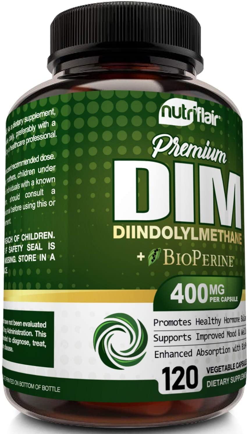 NutriFlair DIM Supplement 400mg with Bioperine, 120 Capsules - Diindolylmethane - Estrogen Metabolism Support & Hormone Balance, Menopause, PCOS, Acne and Skin Care for Men & Women - Compare to 300mg - Image 5