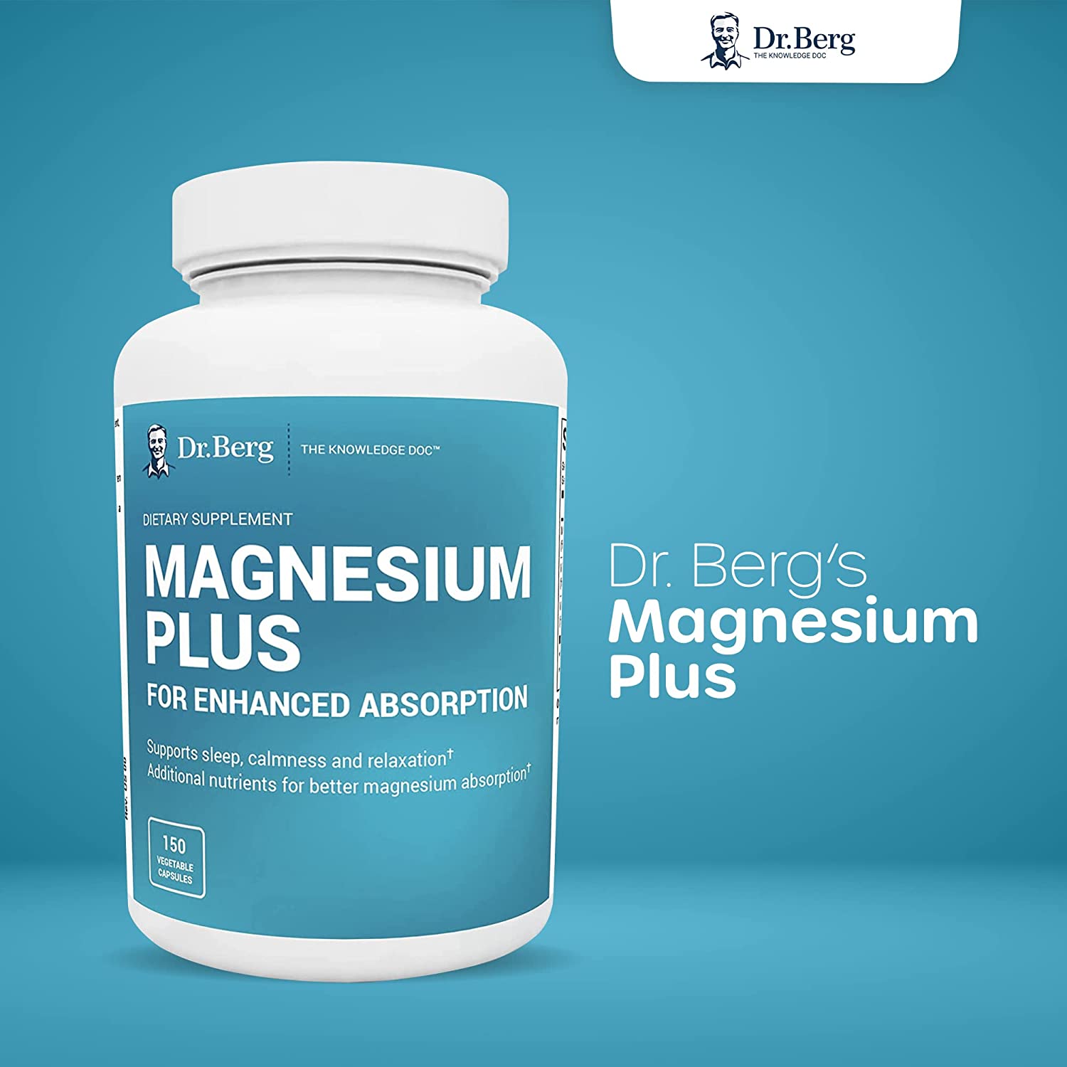 Dr. Berg's Magnesium Plus Magnesium Glycinate Supplement for Stress, Calm, Relaxation & Sleep Support - Muscle, Cardiovascular Bone Health & Cramp Defense w/ Vitamin D & B6 -150 Vegetarian Capsules - Image 4