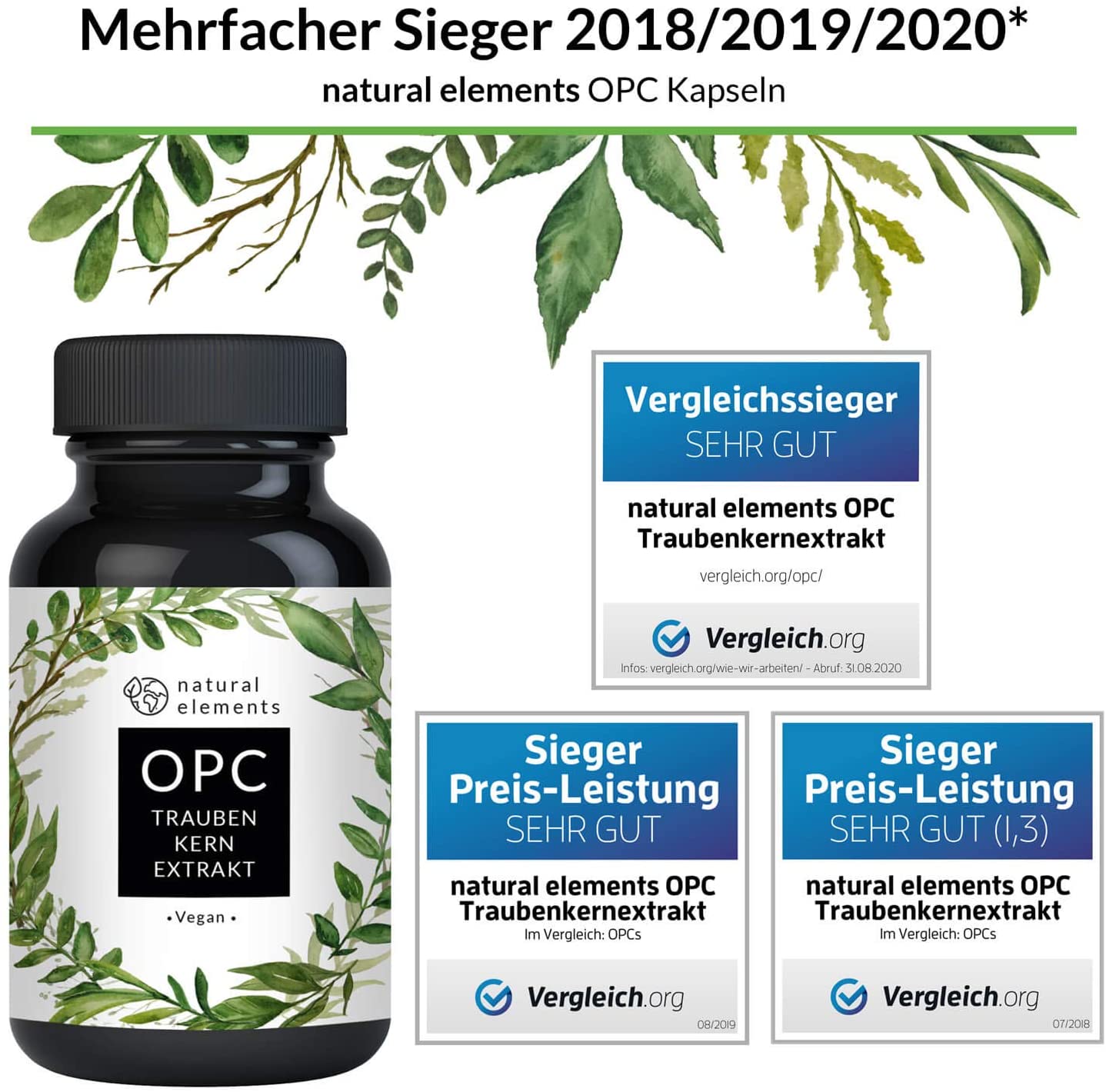 natural elements OPC grape seed extract, 240 capsules for 8 months, laboratory-tested premium OPC from European grapes مستخلص بذور العنب الطبيعى من العنب الأوروبى ، 240 كبسولة ، تكفى 8 أشهر - Image 6