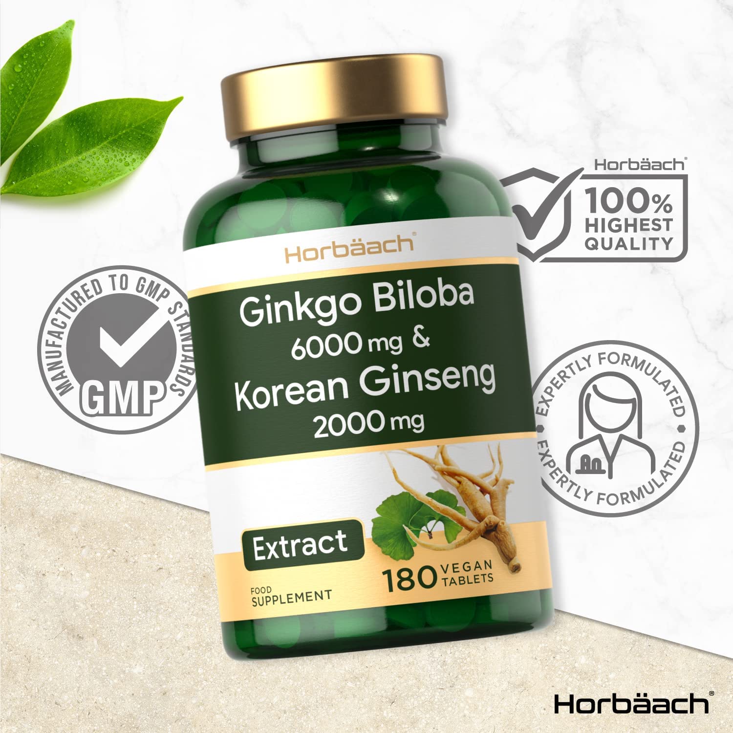 Ginkgo Biloba 6000mg & Korean Panax Ginseng 2000mg | 180 Vegan Tablets | High Strength | Non-GMO, Gluten Free Supplement | No Artificial Preservatives - Image 4