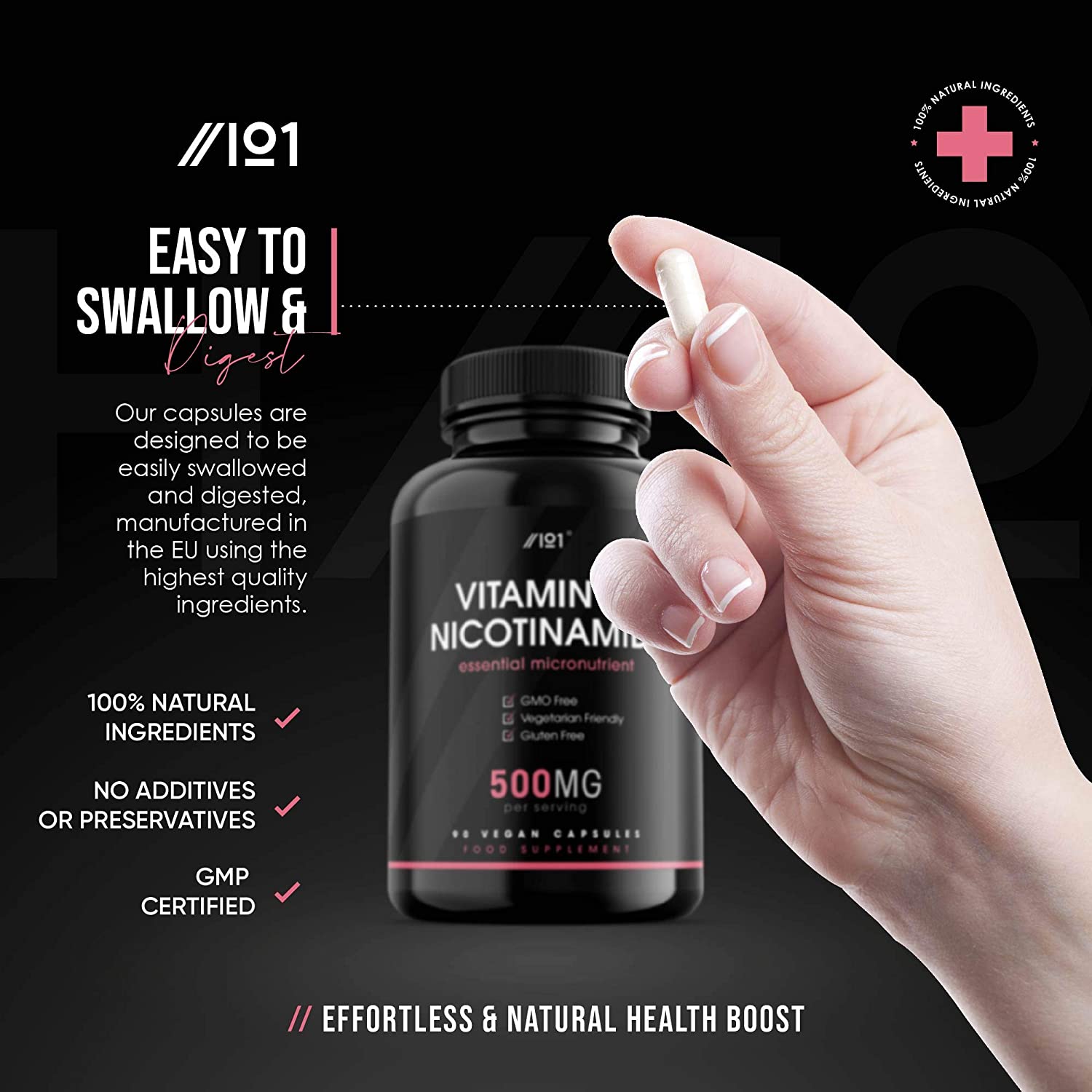 ALPHA01 Vegan Vitamin B3 500mg |90 Vegan Caps - Image 3