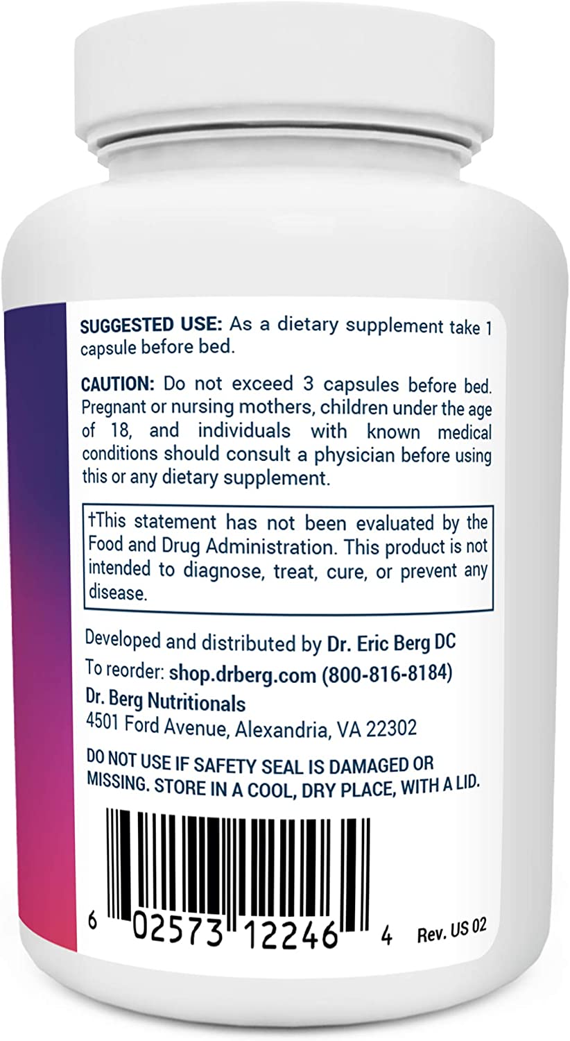 Dr. Berg's Sleep Aid, support regular sleep, 90 Capsules<BR/> دكتور بيرج ، مساعد النوم،مكونات طبيعية، 90 كبسولة - Image 4