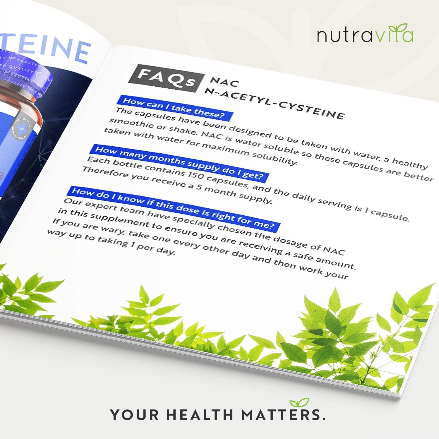 Nutravita NAC N-Acetyl-Cysteine 600mg,150 Capsules ان _أسيتيل سيستايين 600 مجم، 150 كبسولة - Image 7
