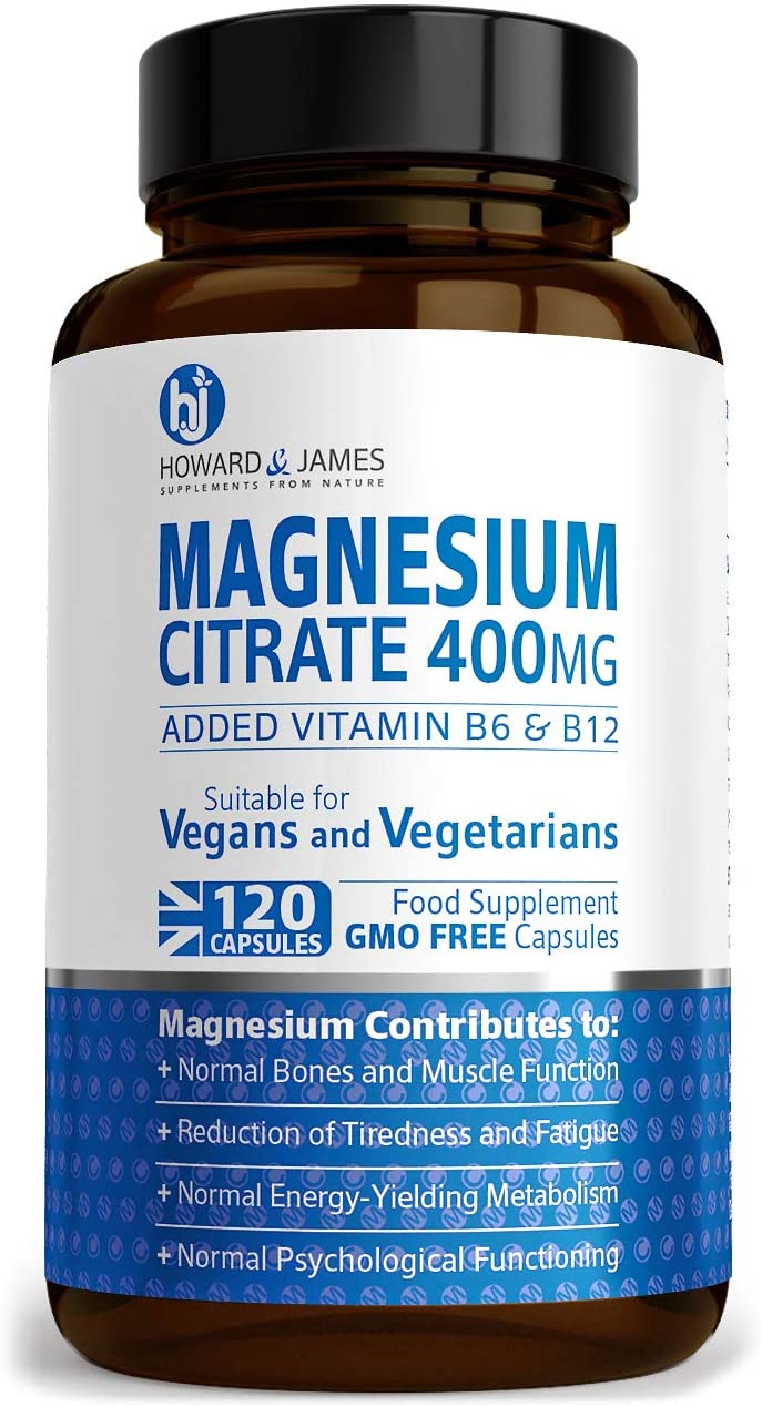 Howard & James Magnesium Citrate 400mg Plus Vitamin B6 & B12-120 Capsules