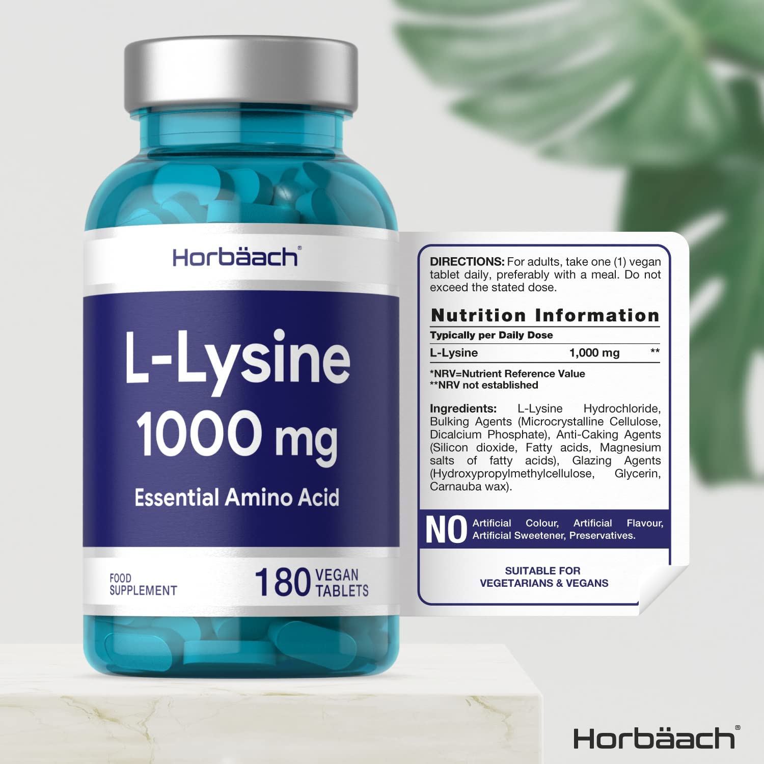 Horbaach L-Lysine 1000mg | Cold Sore Treatment, Essential Amino Acid| 180 Tablets - Image 7