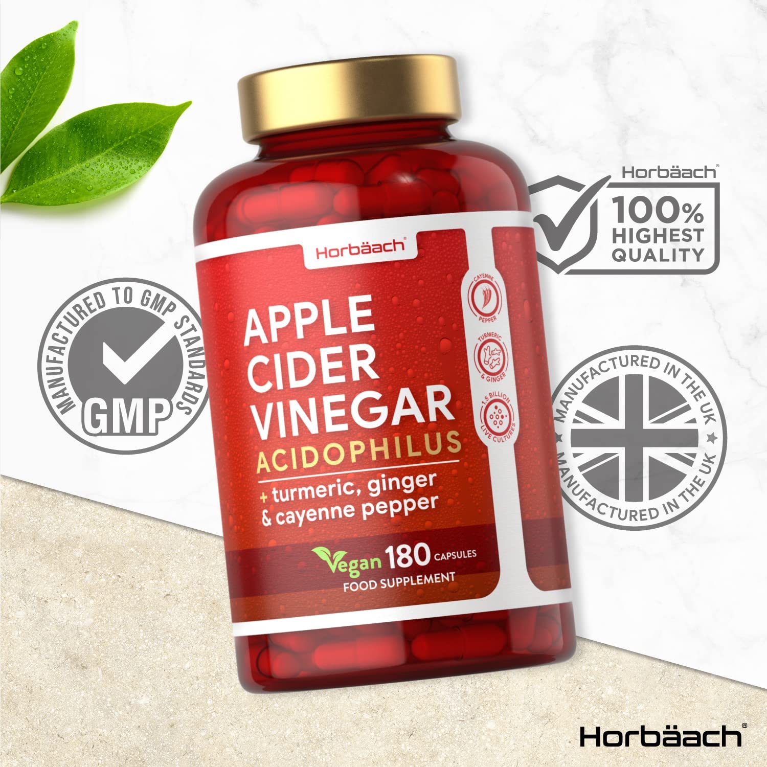 Apple Cider Vinegar Capsules | 1000mg | 180 Count | High Strength Complex with Probiotics | Vegan Supplement | by Horbaach - Image 3