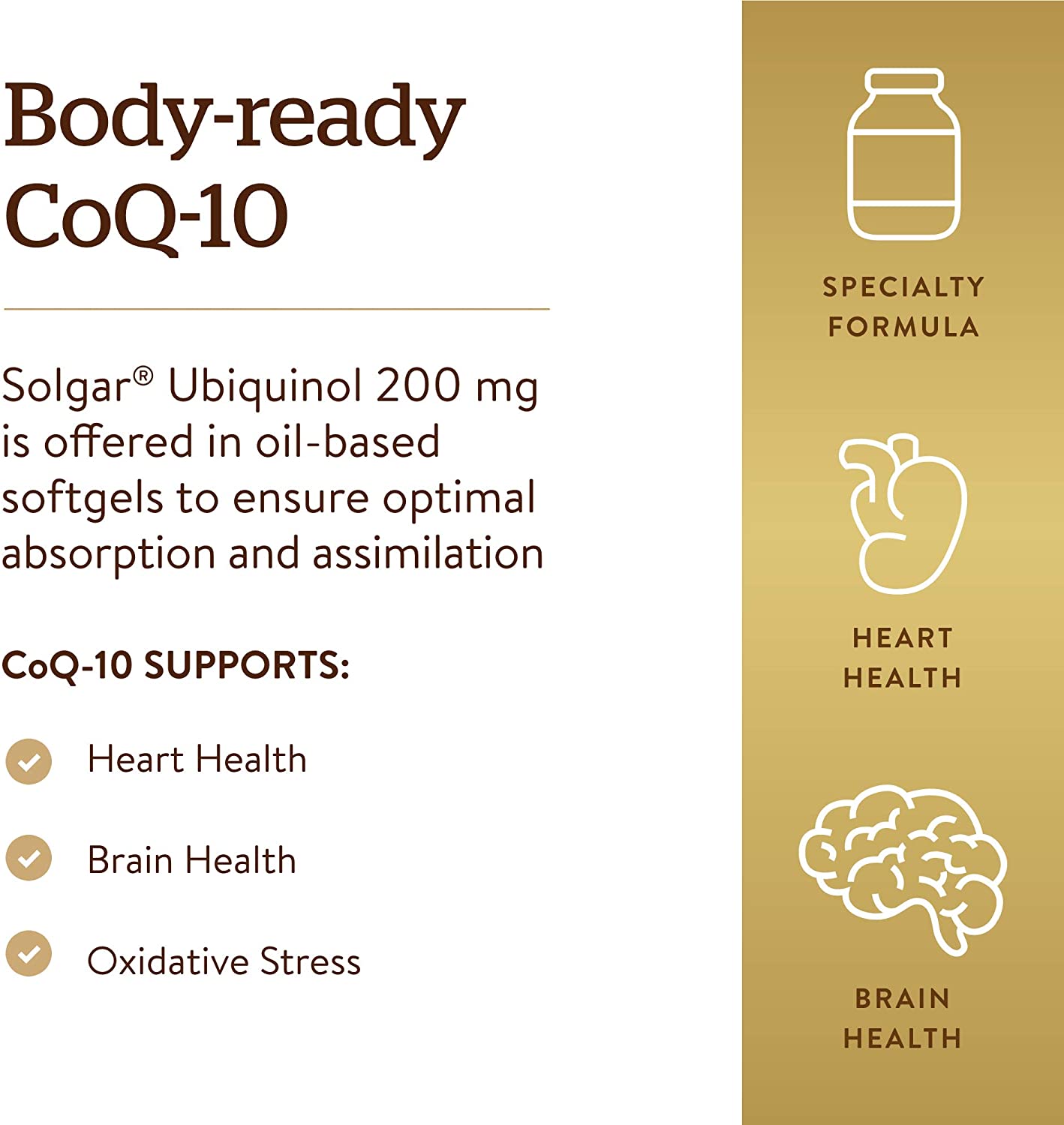 Solgar Ubiquinol 100 mg, Advanced Antioxidant Support - 50 Softgels سولجار يوبيكوينول 100 مجم للكبسولة لتعزيز وظائف القلب والمخ ولصحة الشيخوخة 50 سوفت جيل - Image 5