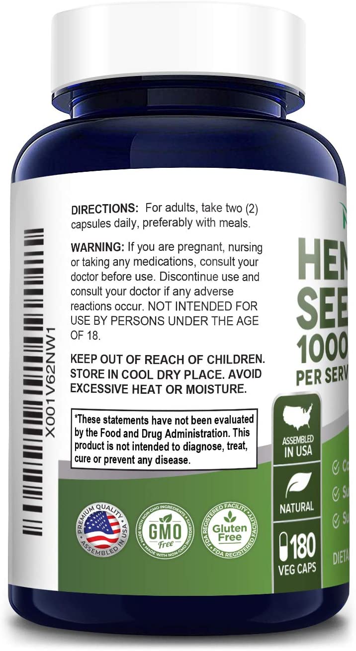 NusaPure Hemp Oil Capsules, 90,000 mg Per Bottle,180 Softgels زيت بذور القنب النباتى الطبيعى العضوى 1000 مجم للجرعة ، 180 كبسولة - Image 3