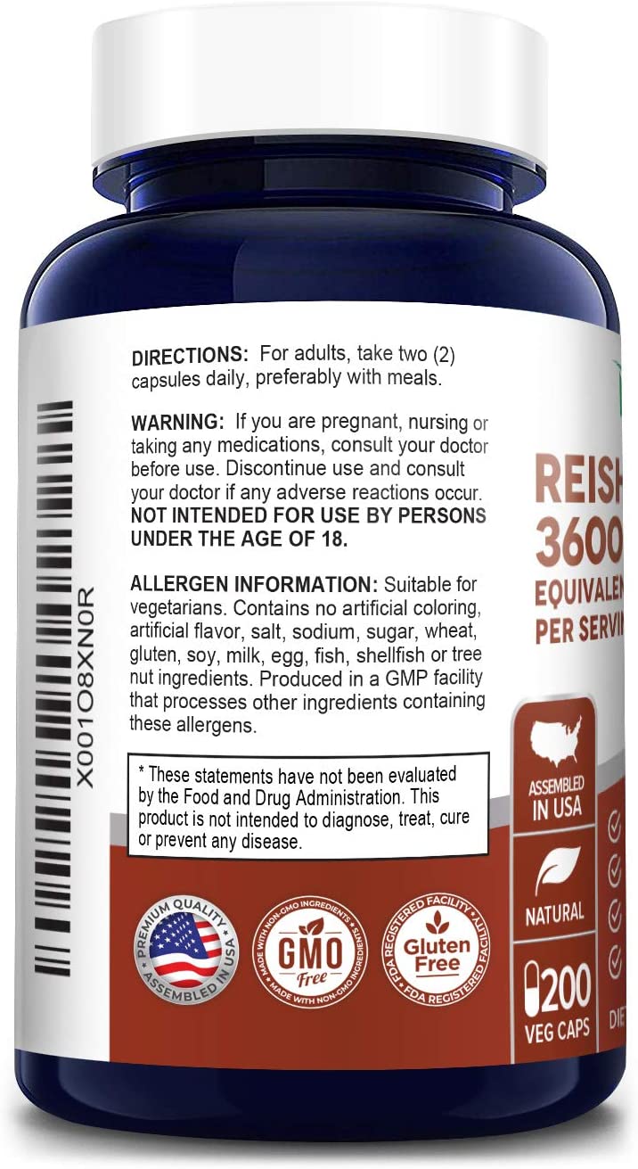 Nusapure Reishi Mushroom Extract 3600 mg, 200 Capsules مستخلص فطر عيش الغراب الريشي 3600 مجم، 200 كبسولة - Image 3