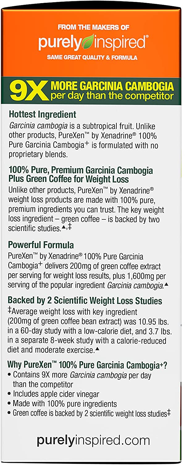 Purely Inspired Garcinia Cambogia Weight Loss Pills for Women & Men | Purely Inspired 100% Pure Garcinia Cambogia | Green Coffee Bean Extract & ACV | Weight Loss Supplement Pills | Weight Loss Products | 120 Pills الجارسينيا كامبوجيا مع حبوب القهوه الخضراء وخل التفاح لفقدان الوزن 120 حباية - Image 2