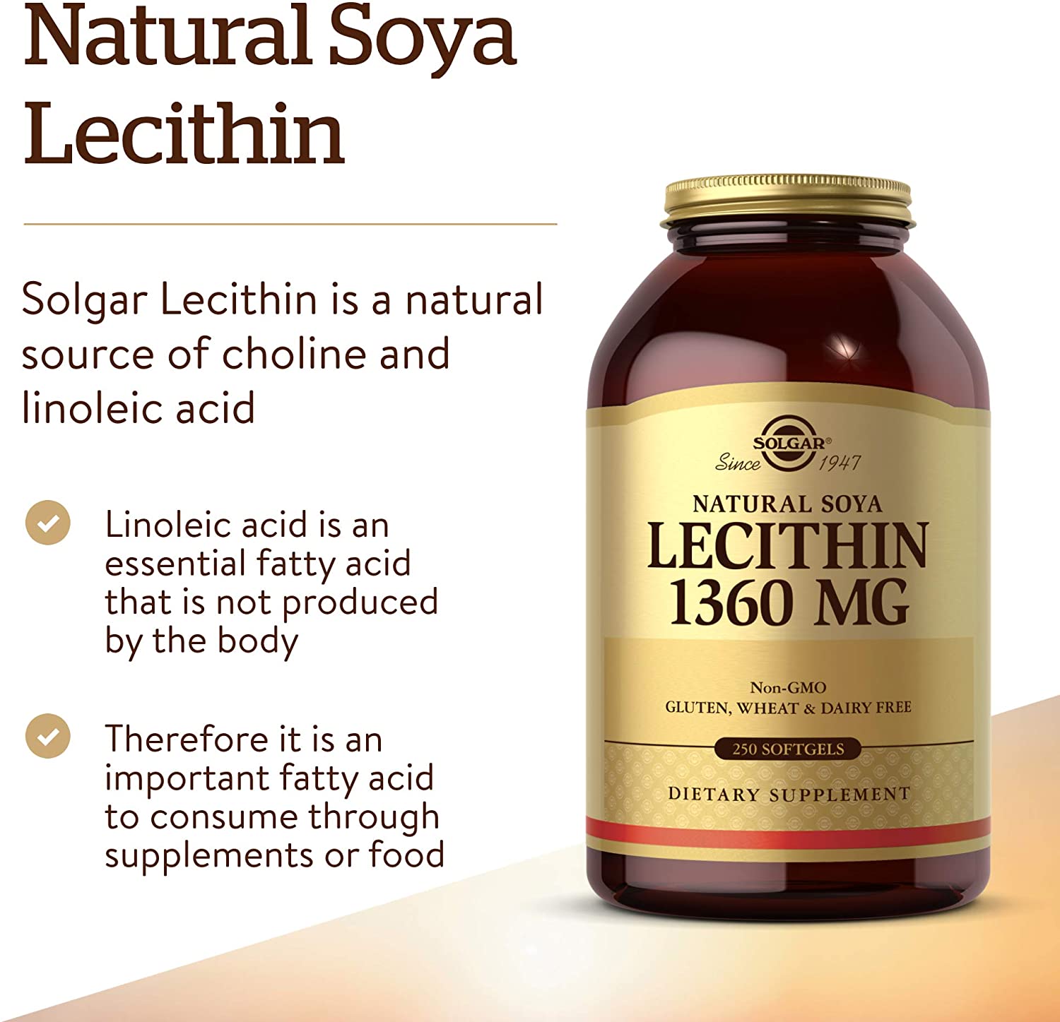 Solgar Lecithin 1360mg – Supports Overall Health – 250 Softgels - Image 5