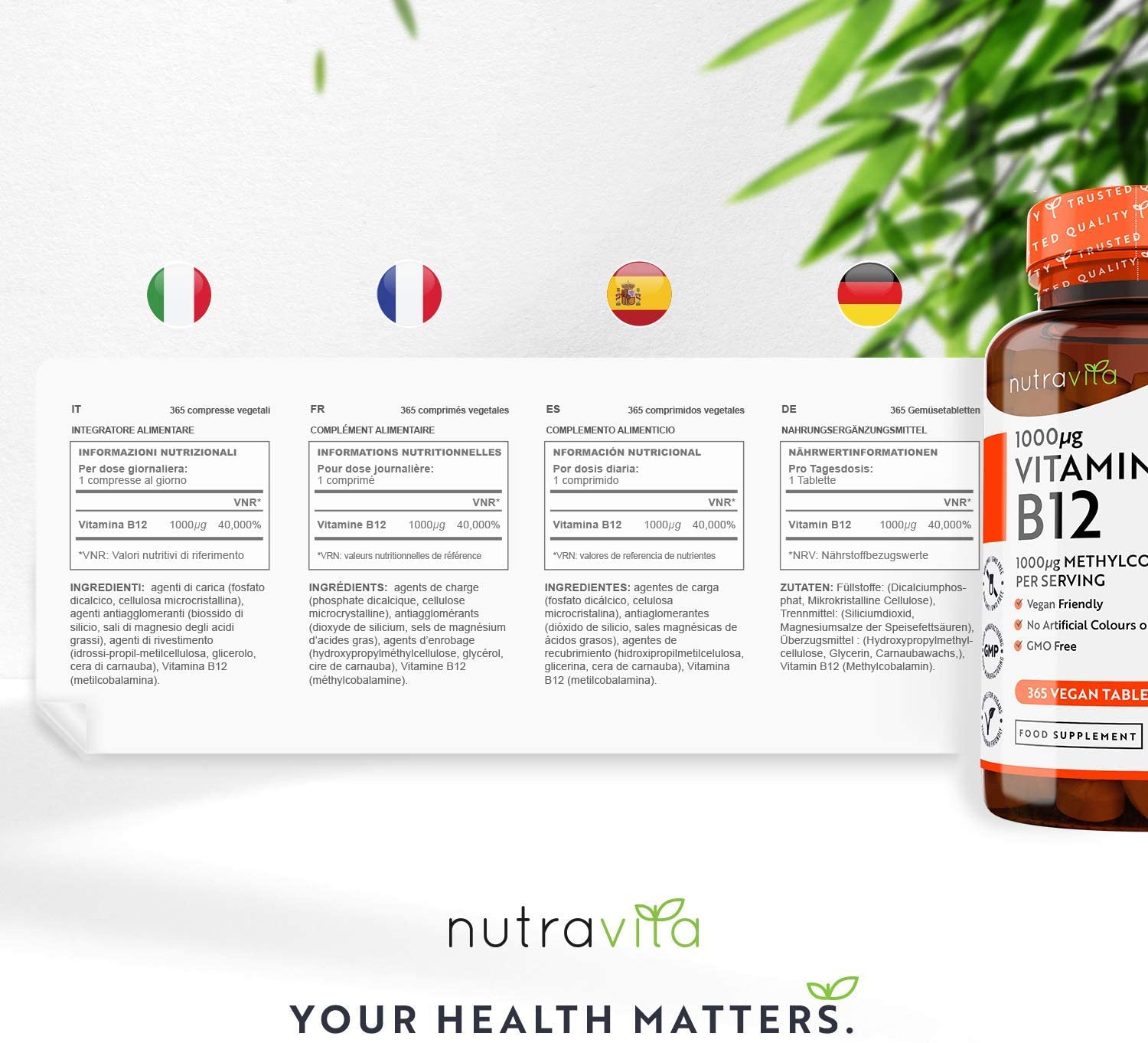 Nutravita Vitamin B12 (Methylcobalamin) 1000mcg - 365 Tablets فيتامين ب12، 1000 ميكروجرام ، 365 حباية - Image 9