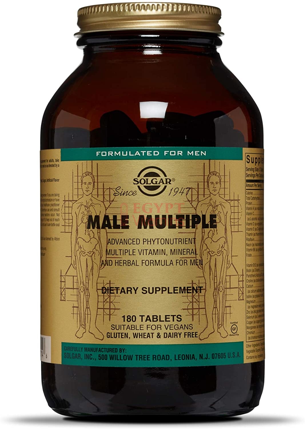 Solgar Male Multiple - Multivitamins and Multiminerals for Men, 180 Tabletsسولجر فيتامينات و معادن متعددة لتحسين الصحة العامة للرجال ، 180 حباية
