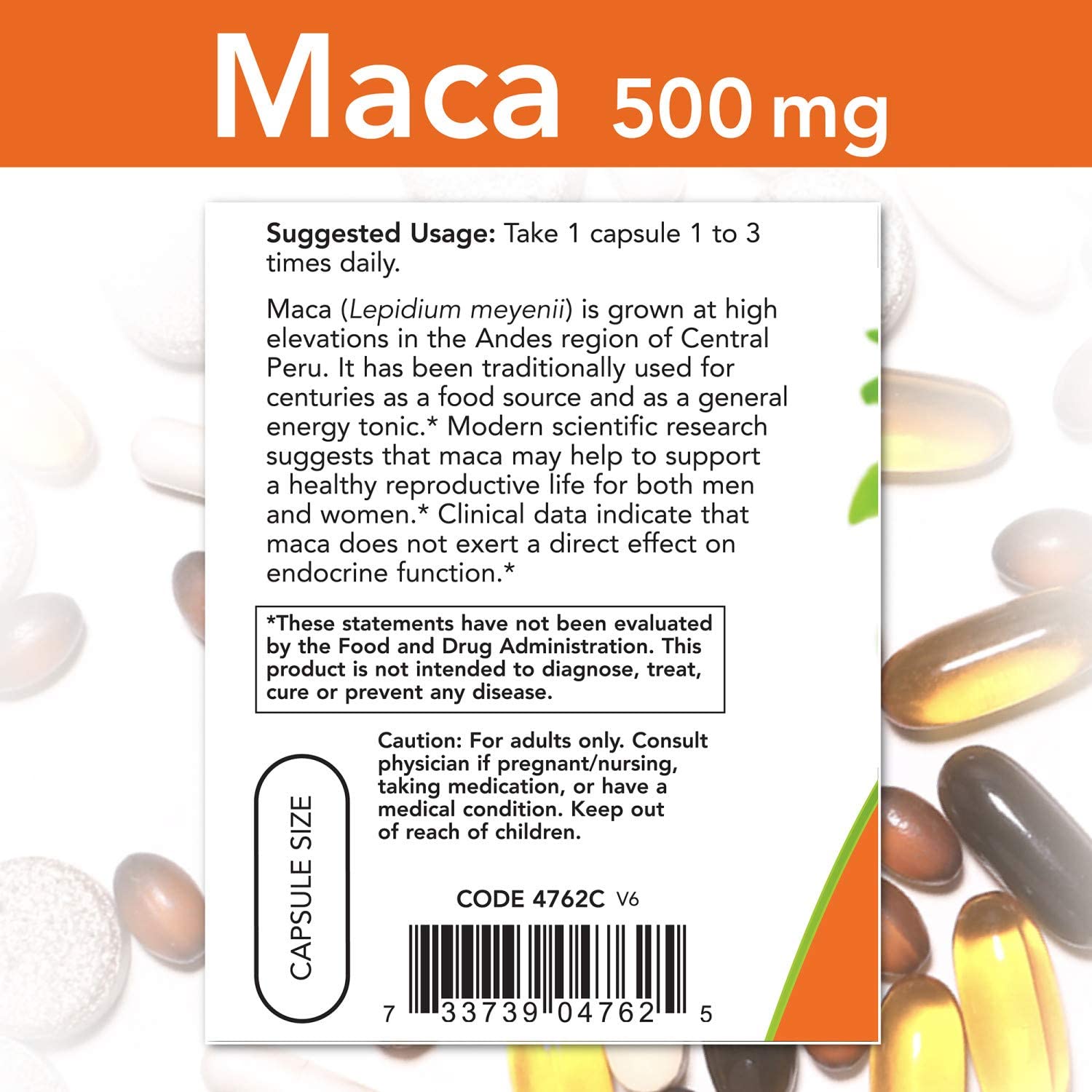NOW Maca (Lepidium meyenii) 500 mg, For Men and Women, Reproductive Health*, 250 Veg Capsules ناو ، ماكا 500 مجم للرجال والنساء ، لتحسين الصحة الجنسية والصحة الإنجابية ، 250 كبسولة نباتية - Image 5