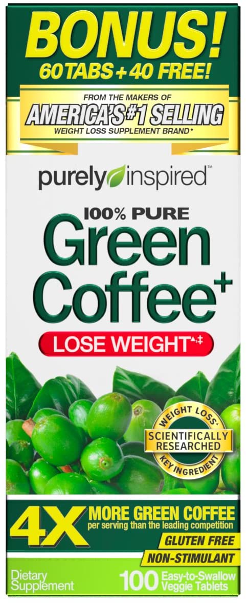 Purely Inspired Green Coffee Weight Loss Supplement, Dietary Supplements, 800 mg |100 Tablets - Image 4