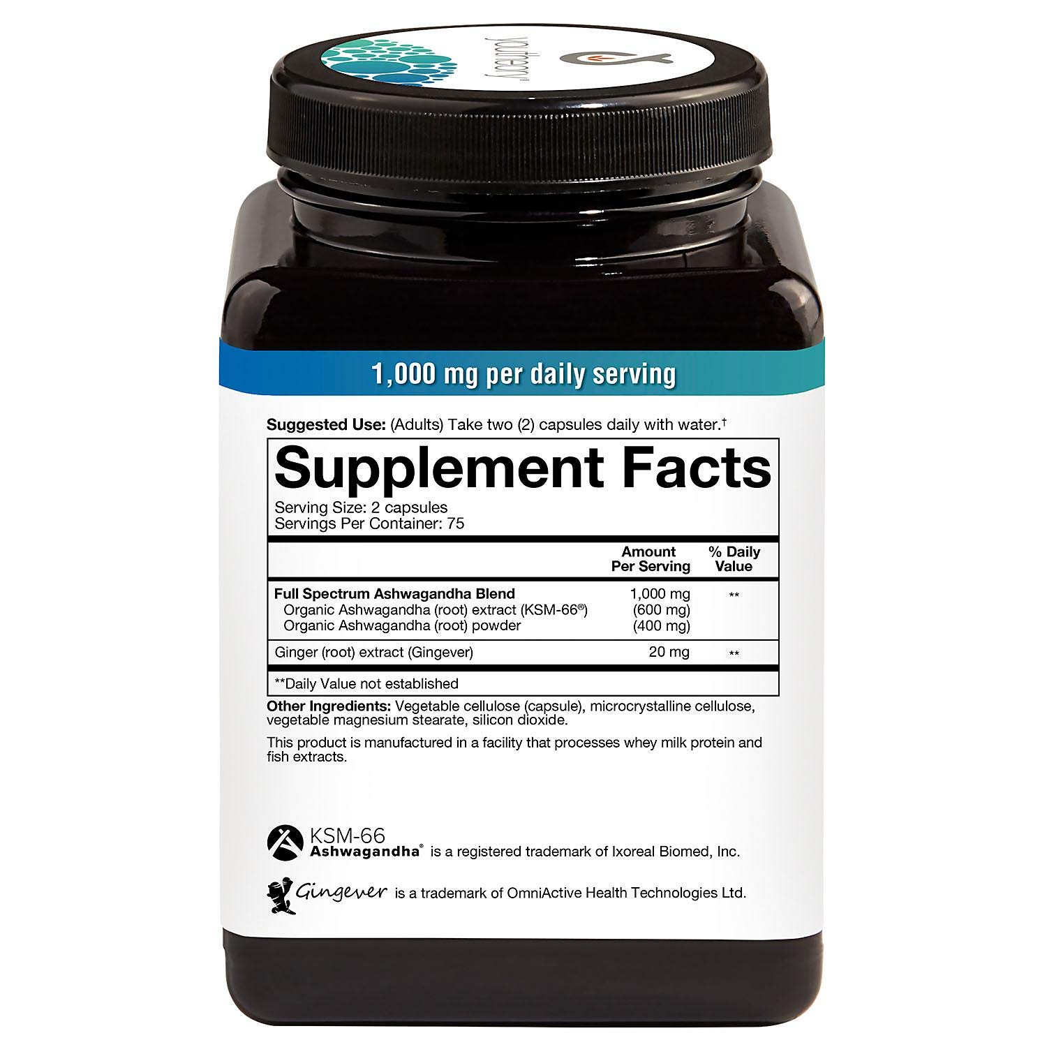 Youtheory Ashwagandha Vegetarian Capsules Net Wt 150 Count كبسولات الأشواجندا النباتية 1000 مجم 150 كبسولة نباتية - Image 3