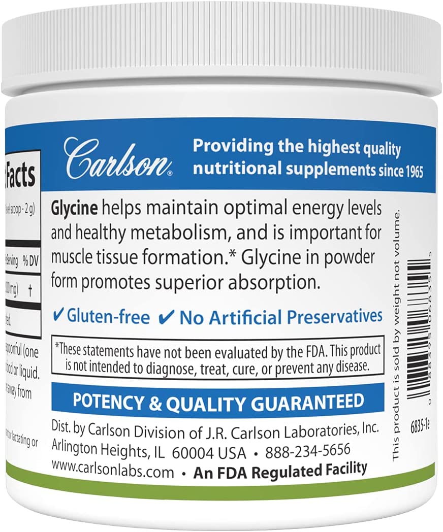 Carlson - Glycine Powder, 2000 mg Glycine, Amino Acid Powder, Energy Production, Muscle Development Powder, Glycine Supplement Powder, 3.53 oz (100 g)كارلسون جليسين بودر لانتاج الطاقة وبناء العضلات والانسجة ،100 جرام - Image 4