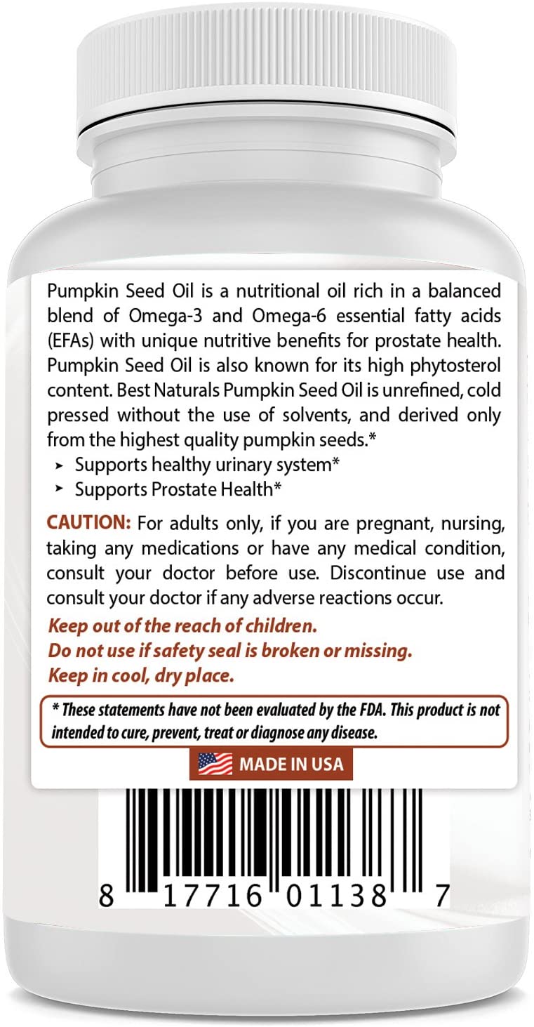 Best Naturals Pumpkin Seed Oil Bladder Control 1000 mg 180 Softgels زيت بذور اليقطين 1000 مجم ، لصحة المثانة والبروستاتا ، 180 سوفت جل - Image 5