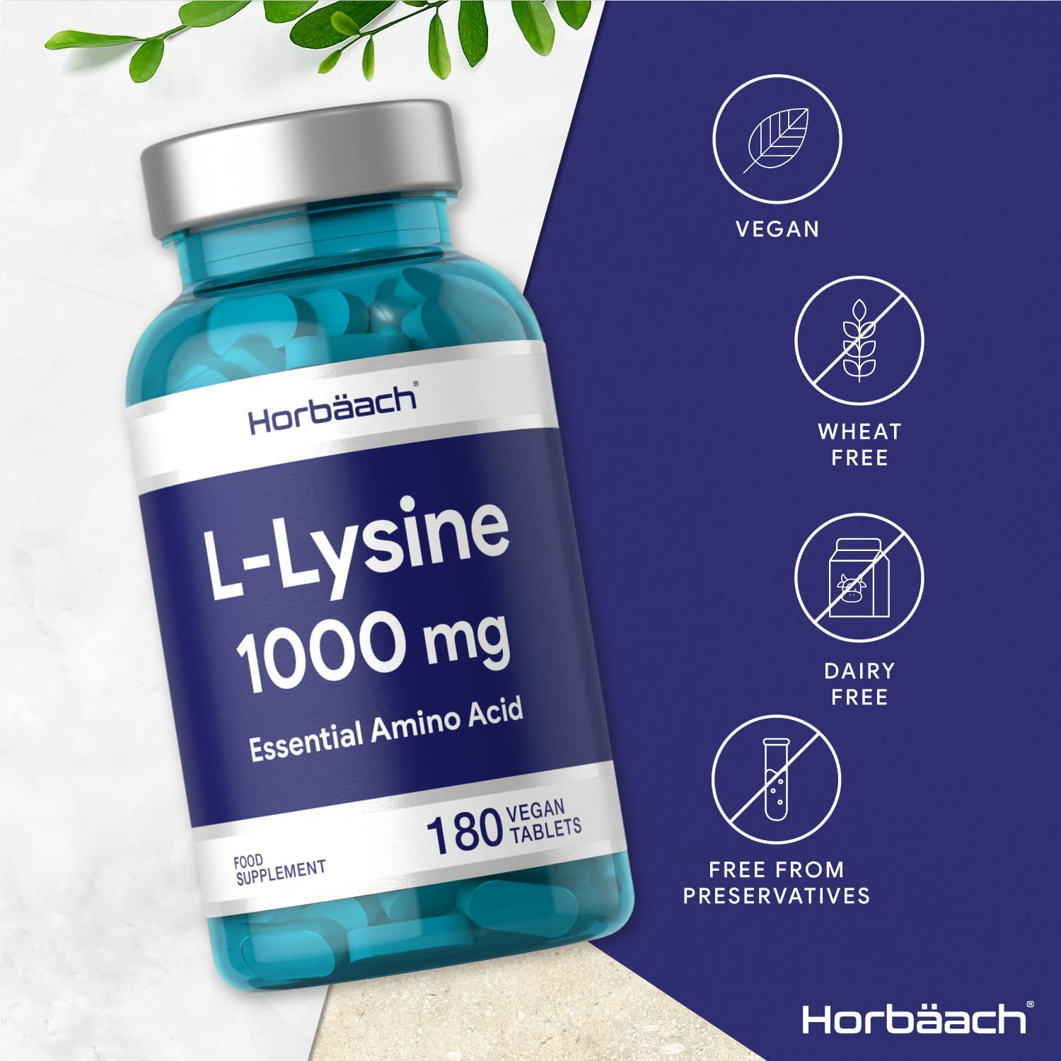 Horbaach L-Lysine 1000mg | Cold Sore Treatment, Essential Amino Acid| 180 Tablets - Image 5