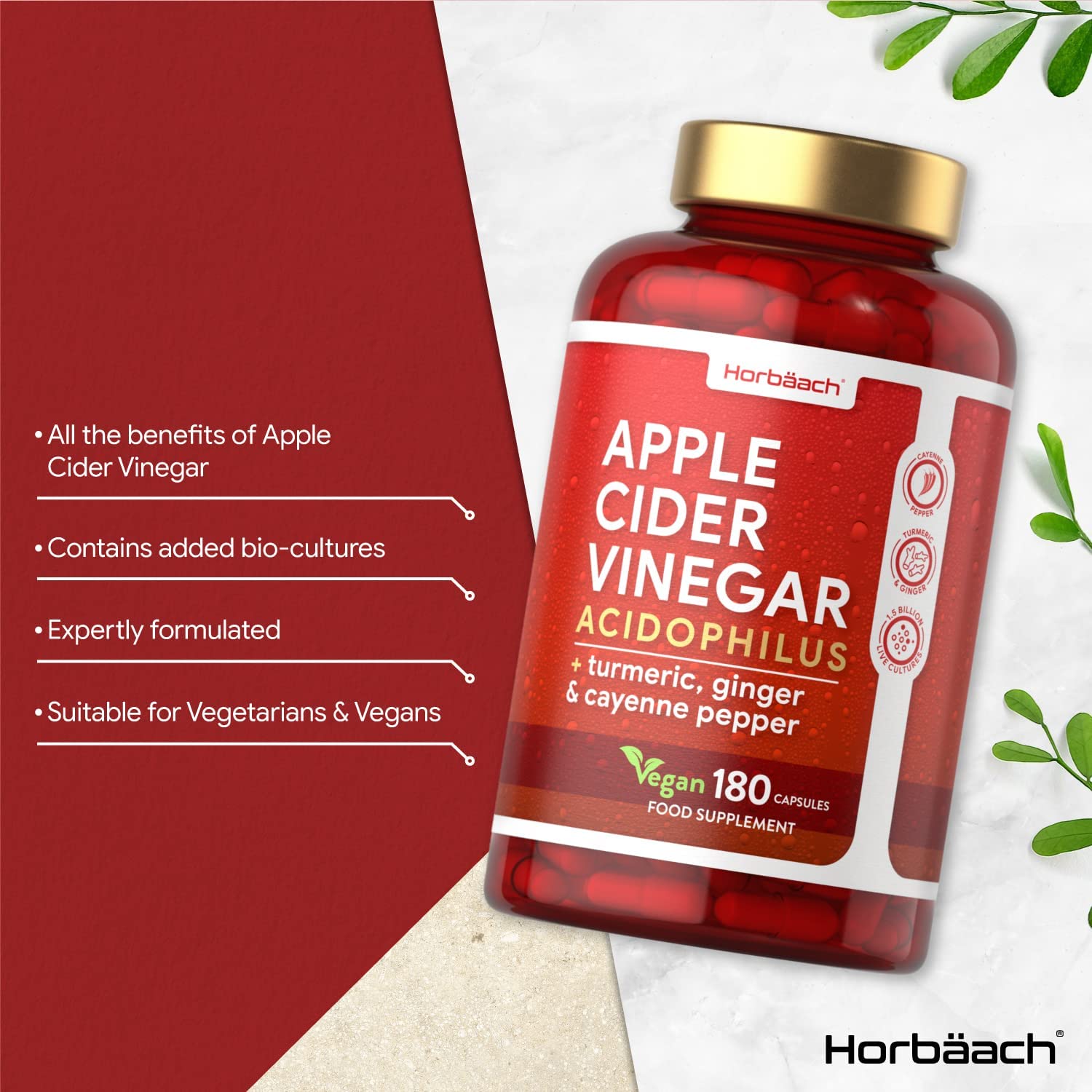 Apple Cider Vinegar Capsules | 1000mg | 180 Count | High Strength Complex with Probiotics | Vegan Supplement | by Horbaach - Image 8