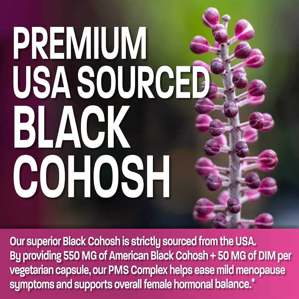 Bronson American Black Cohosh Plus DIM - 600 mg PMS | 120 Vegetarian Capsules - Image 7