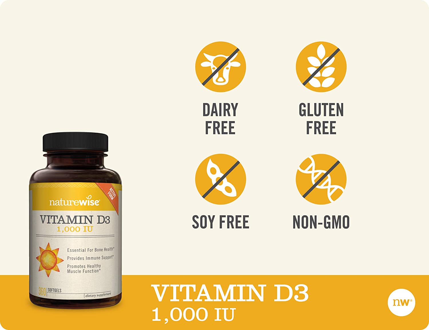 NatureWise Vitamin D3 1,000 IU for Healthy Muscle Function, Bone Health & Immune Support ,360 Count ناتشيروايس ،فيتامين د3، 1000 وحدة دولية مع زيت الزيتون العضوى، يكفى لمدة عام ، لصحة وظائف العضلات ، ولصحة العظام ، ولصحة الجهاز المناعى، 360 حباية - Image 4