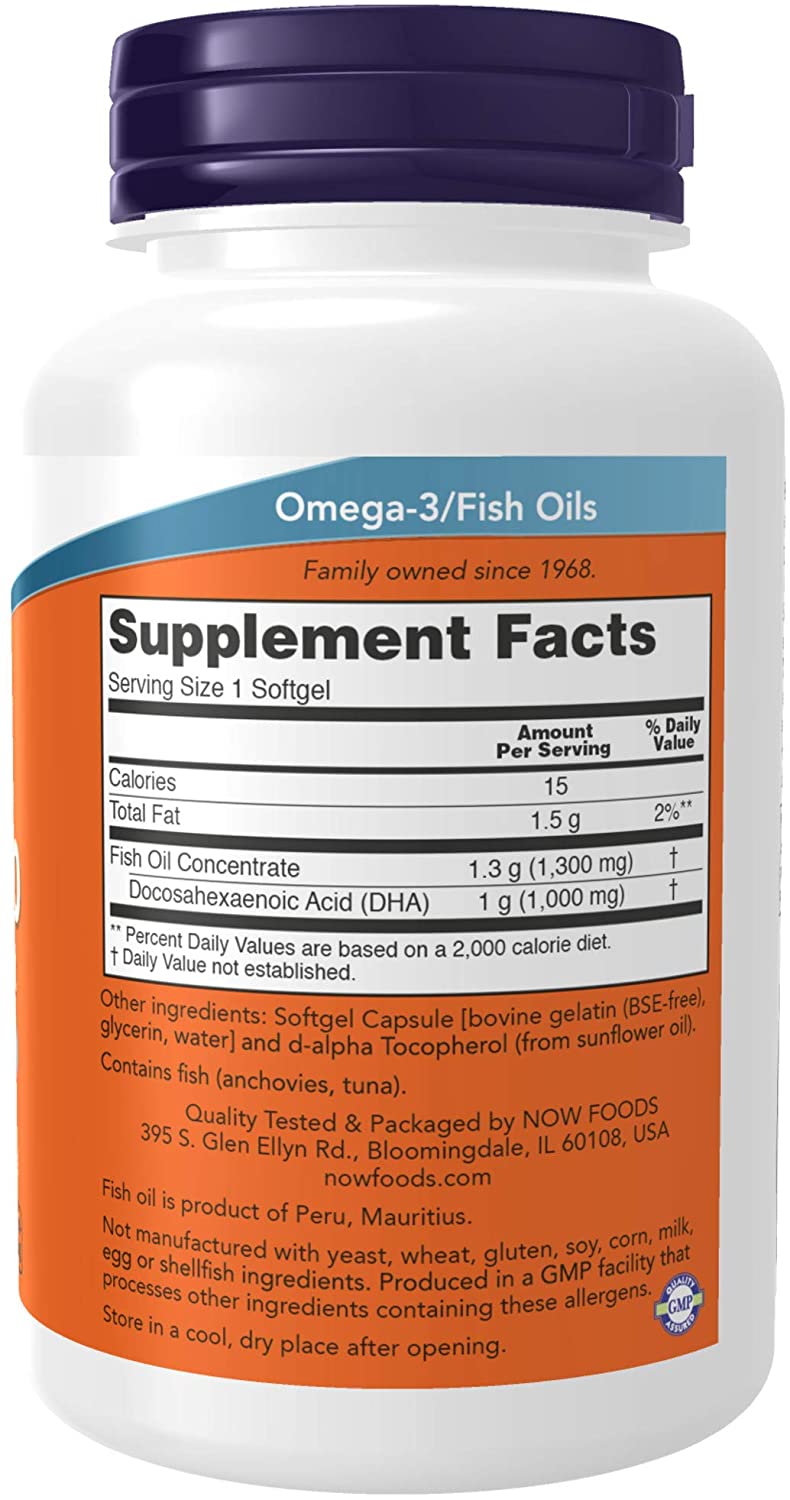 Now Supplements DHA 1000 mg Brain Support, 90 softgelsناو ، د ھ أ من زيت السمك 1000 مجم ، لصحة المخ ، 90 سوفت جيل - Image 2