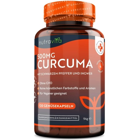 Nutravita Curcumin 520 mg – Turmeric Curcumin Equivalent Approx. 25,000 mg turmeric,120 Capsules خلاصة الكركمين95% ، 520 مجم من الكركمين ما يعادل 25,000مجم من الكركم بالاضافة الى الزنجبيل والفلفل الاسود، مضاد للأكسدة ويحارب الإلتهابات ، ولصحة القلب والمفاصل ، 120 كبسولة