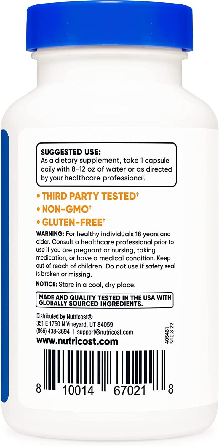 Nutricost Vanadium + Chromium 2mg 180 Vegetarian Capsules - Gluten Free, Non-GMO - Vanadium Supplementنيوتريكوست فانديوم 2 مجم 180 كيسولة - Image 3
