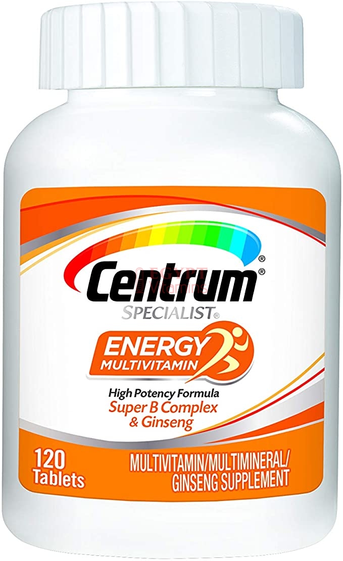 Centrum Specialist Energy Complete Multivitamin / Multimineral Supplement - 120 Tablets سنتروم ، الطاقة التخصصية الكاملة ، خليط من الفيتامينات والمعادن ، مع فيتامين ب المركب والجينسينج ، لزيادة إنتاج الطاقة ، 120 حباية