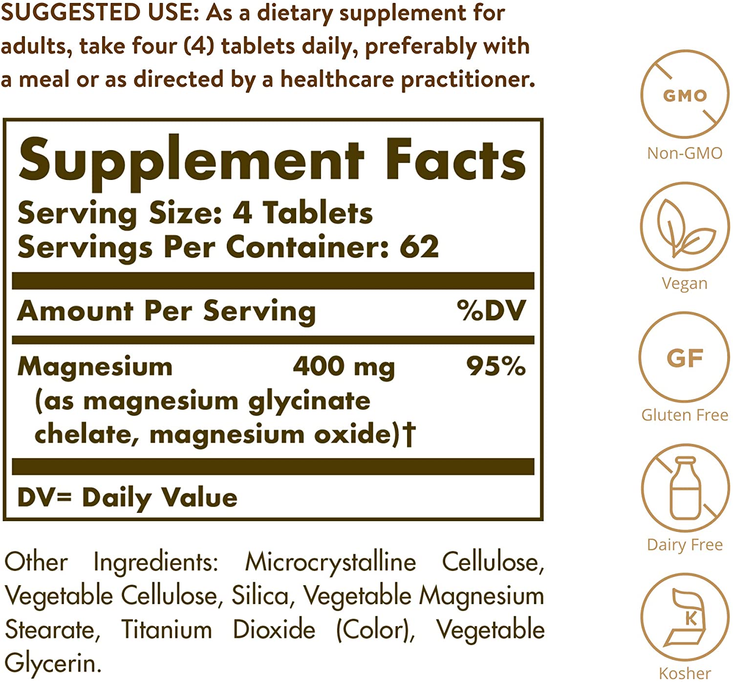 Solgar Chelated Magnesium, 250 Tablets - Image 2