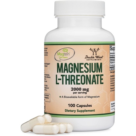 Double wood Magnesium L Threonate 2,000 mg – 100 Capsulesثريونات الماغنيسيوم 2000 مجم للجرعة لدعم صحة النوم والوظائف المعرفية ، 100 كبسولة